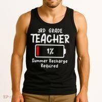 3rd-Grade Teacher Summer Recharge Required Last Day School Tank Top thumb 3