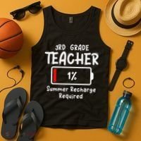 3rd-Grade Teacher Summer Recharge Required Last Day School Tank Top thumb 4