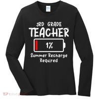 3rd-Grade Teacher Summer Recharge Required Last Day School Women's Long Sleeve Shirt thumb 0