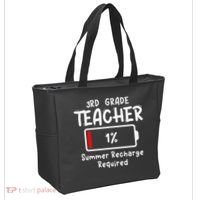 3rd-Grade Teacher Summer Recharge Required Last Day School Tote Bag thumb 2