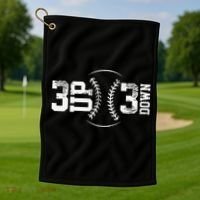 3 Up 3 Down Three Up Three Down Baseball Golf Towel thumb 1