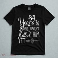 34th Wedding Anniversary For Her Wife Just Married 34 Years T-Shirt thumb 5