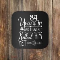 34th Wedding Anniversary For Her Wife Just Married 34 Years Coaster thumb 0