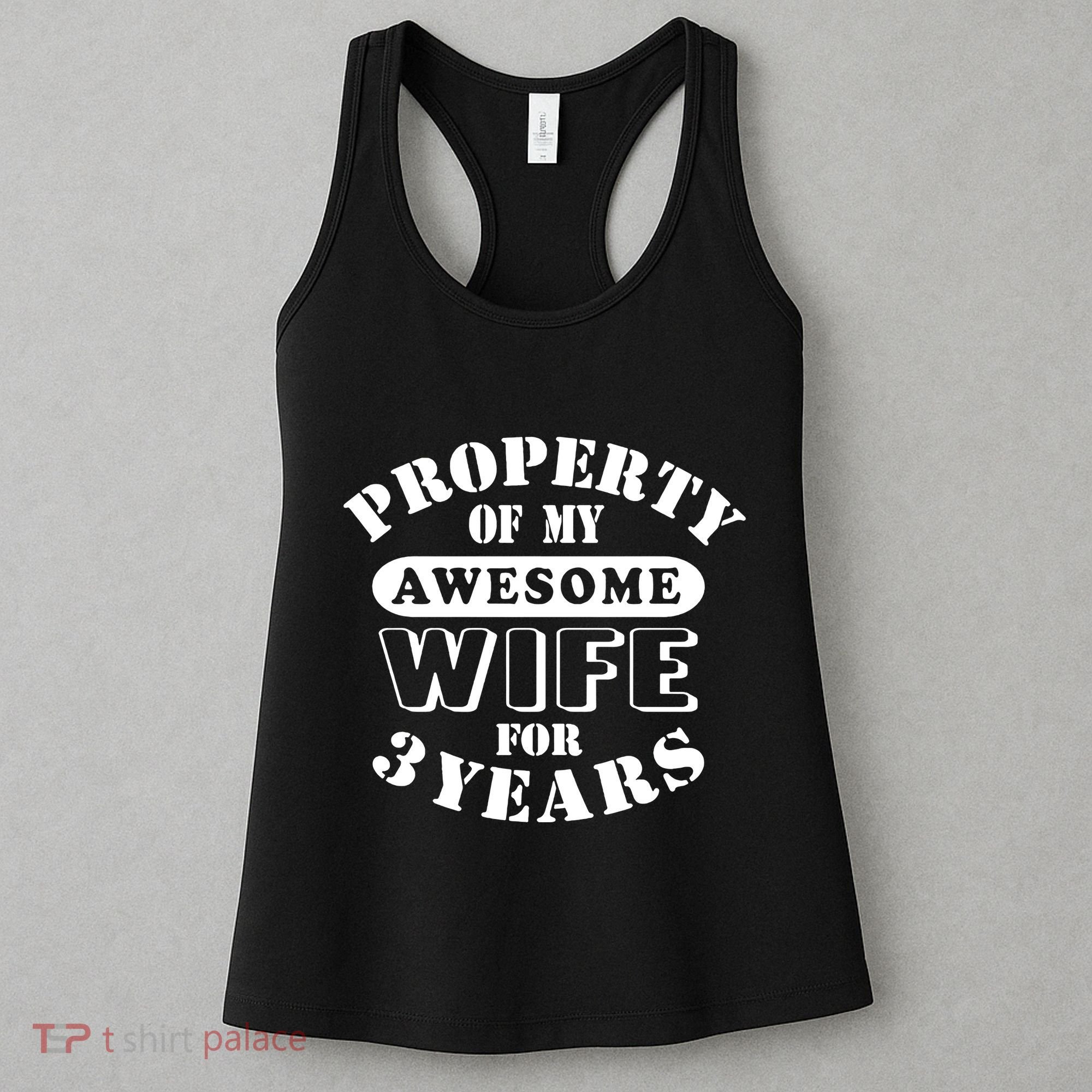 3rd Wedding Anniversary Wife Funny Gift 3 Year Husband My Awesome Women's Tank Top