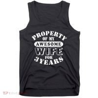 3rd Wedding Anniversary Wife Funny Gift 3 Year Husband My Awesome Tank Top thumb 0
