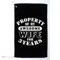 3rd Wedding Anniversary Wife Funny Gift 3 Year Husband My Awesome Golf Towel thumb 0