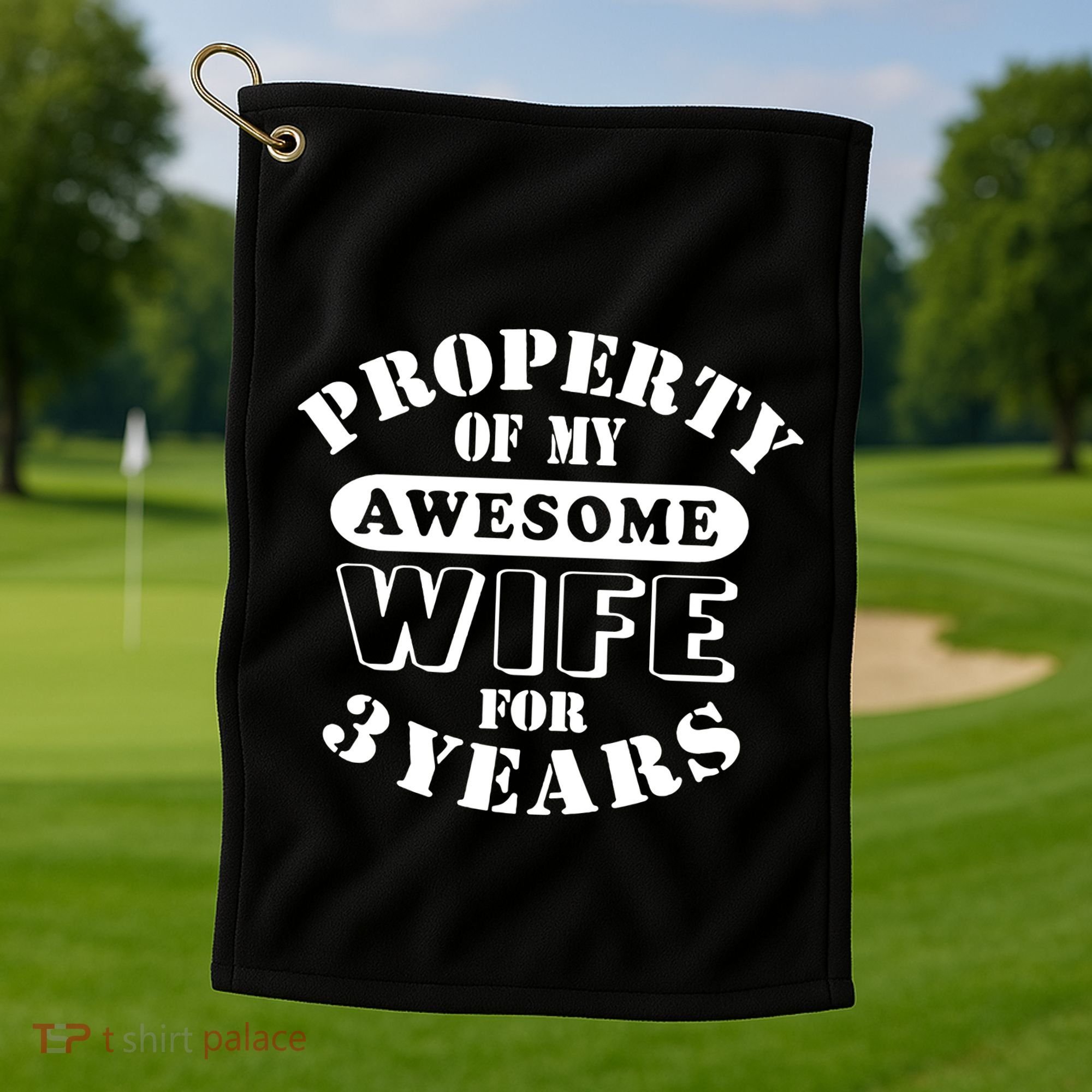 3rd Wedding Anniversary Wife Funny Gift 3 Year Husband My Awesome Golf Towel