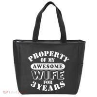 3rd Wedding Anniversary Wife Funny Gift 3 Year Husband My Awesome Tote Bag thumb 0
