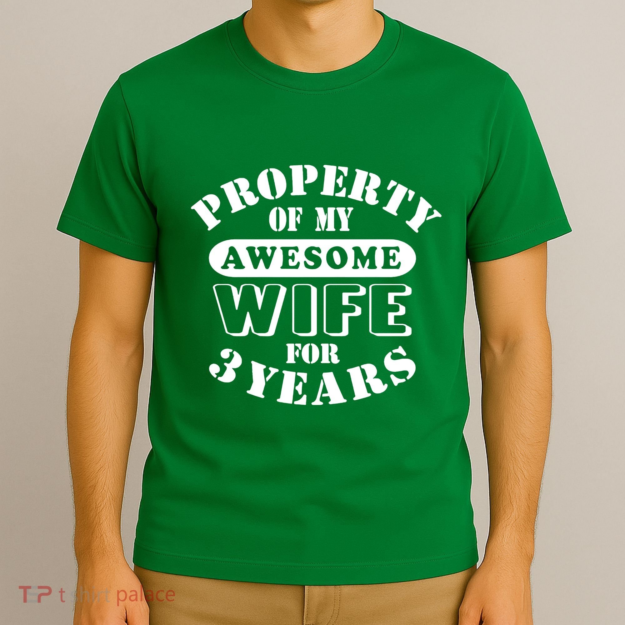 3rd Wedding Anniversary Wife Funny Gift 3 Year Husband My Awesome T-Shirt