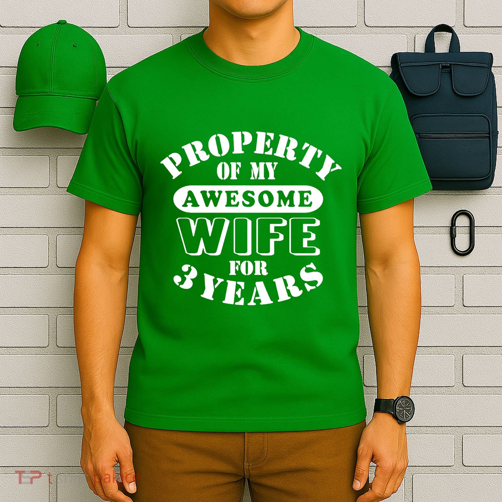 3rd Wedding Anniversary Wife Funny Gift 3 Year Husband My Awesome T-Shirt