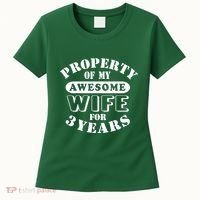 3rd Wedding Anniversary Wife Funny Gift 3 Year Husband My Awesome Women's T-Shirt thumb 0