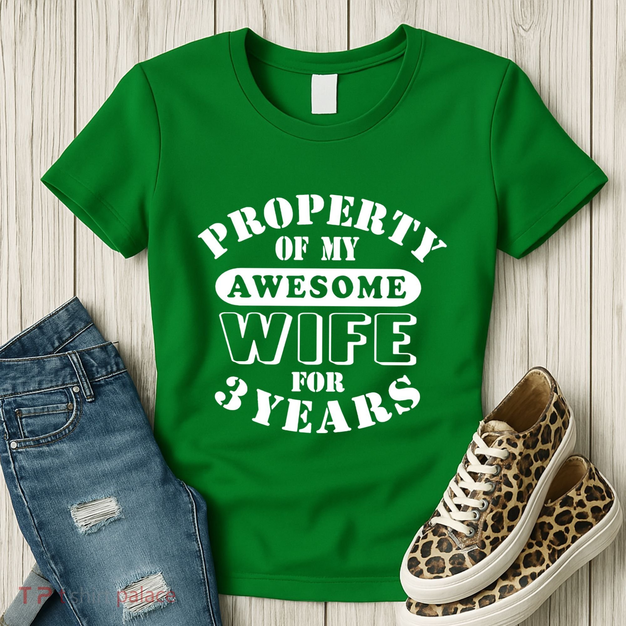 3rd Wedding Anniversary Wife Funny Gift 3 Year Husband My Awesome Women's T-Shirt