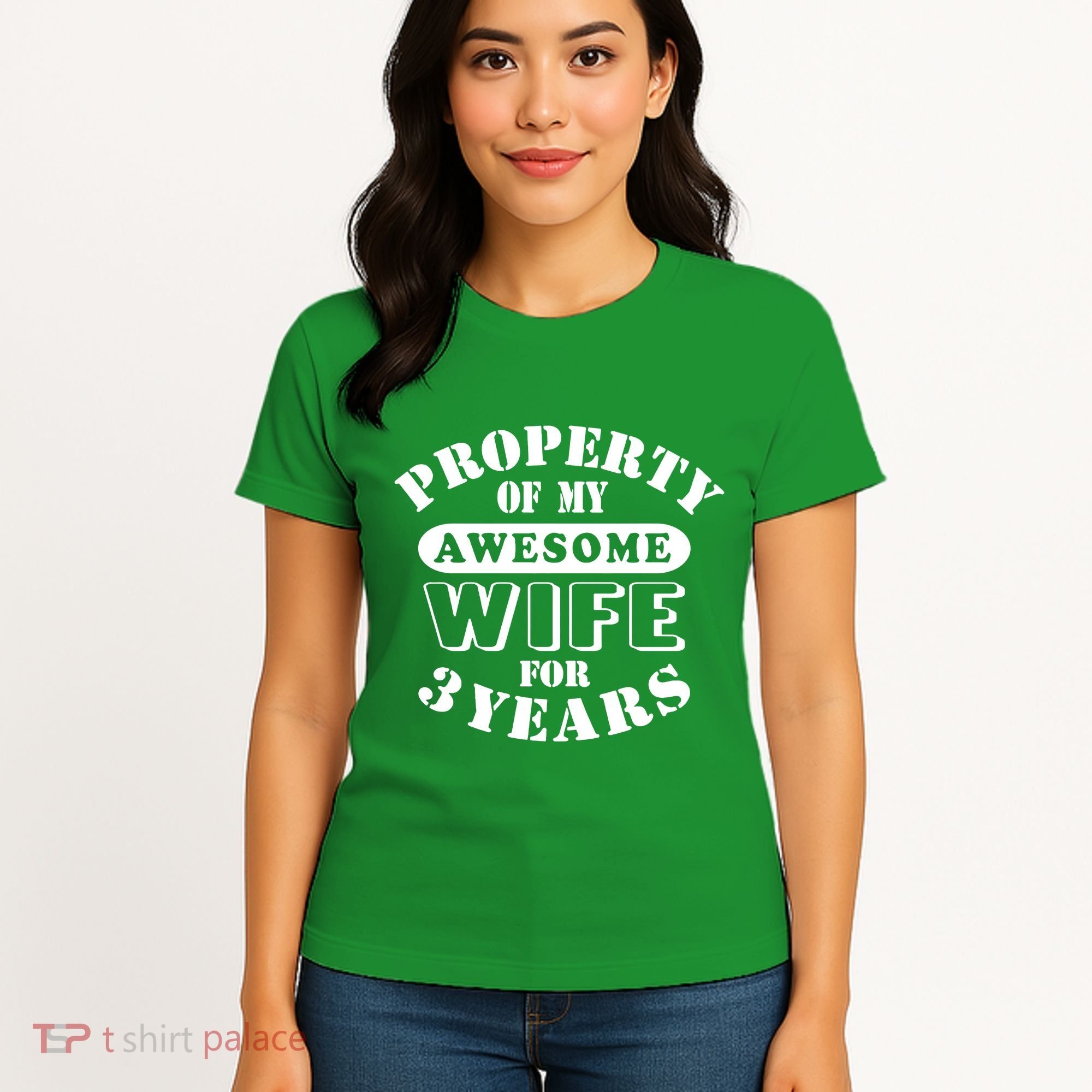 3rd Wedding Anniversary Wife Funny Gift 3 Year Husband My Awesome Women's T-Shirt