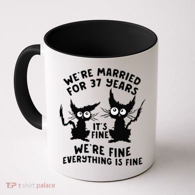 37th Wedding Anniversary 37 Years Married Its Fine Cat Funny Coffee Mug