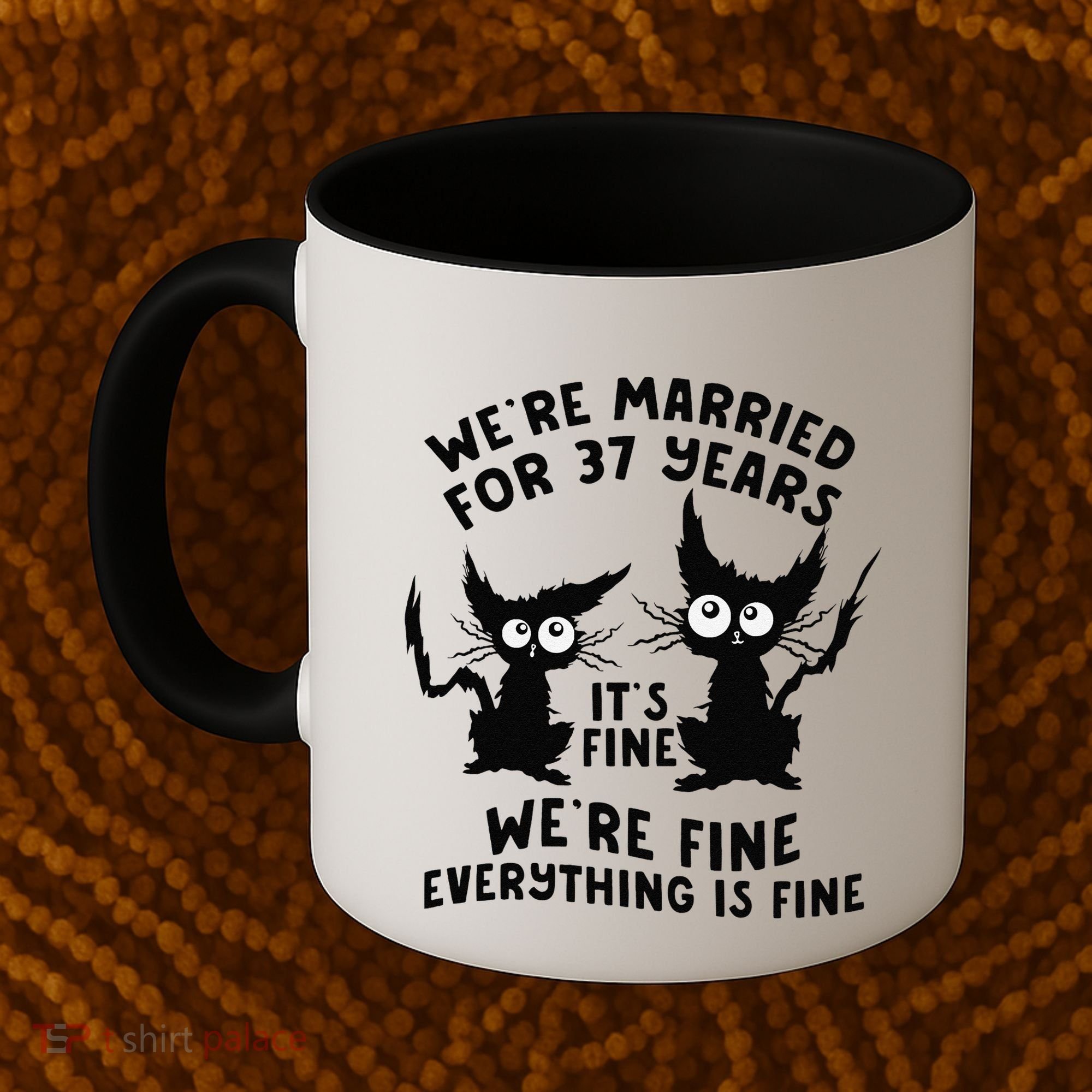 37th Wedding Anniversary 37 Years Married Its Fine Cat Funny Coffee Mug