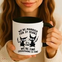 37th Wedding Anniversary 37 Years Married Its Fine Cat Funny Coffee Mug thumb 3