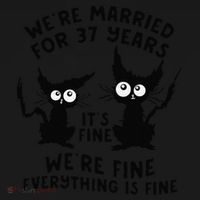 37th Wedding Anniversary 37 Years Married Its Fine Cat Funny Women's Hoodie thumb 2
