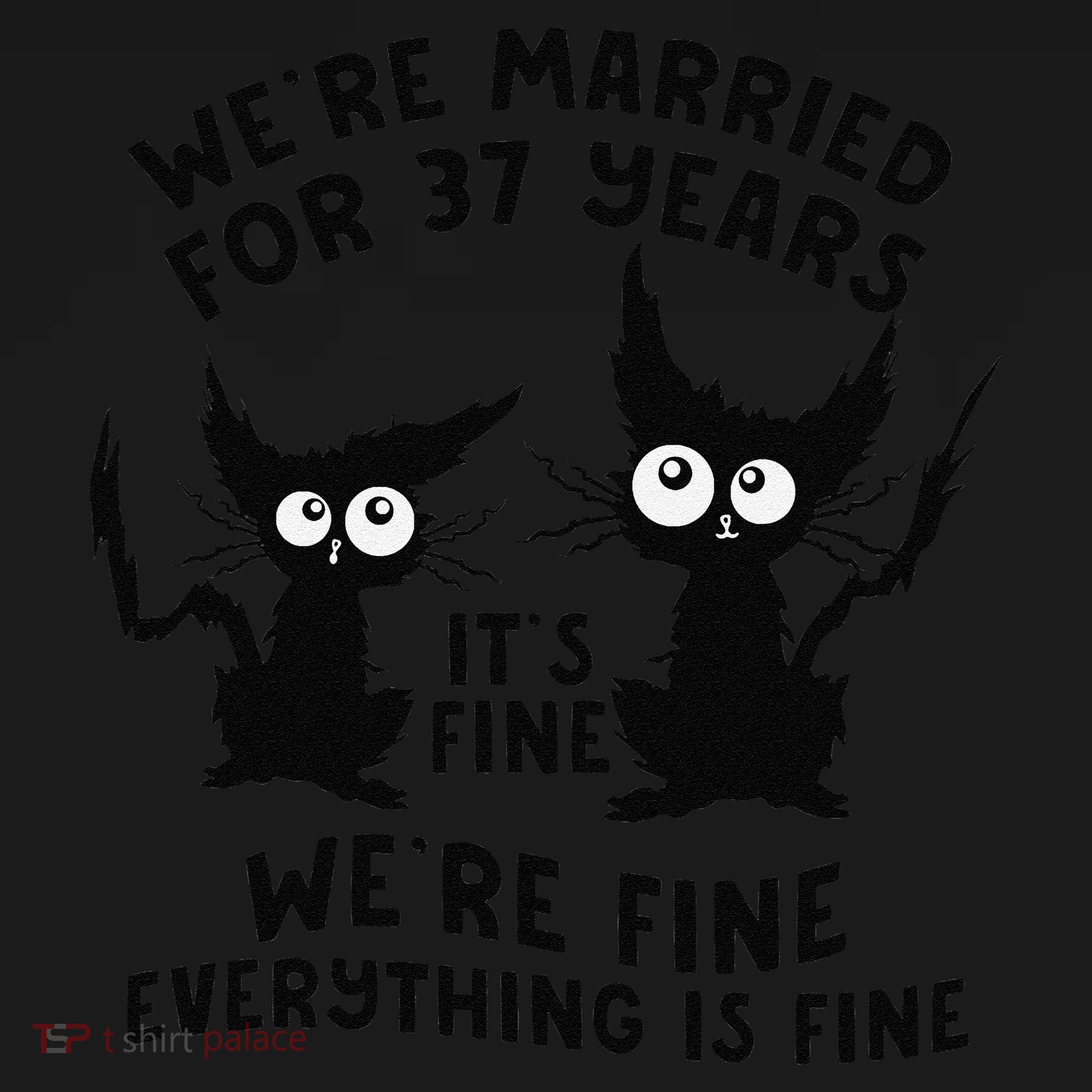 37th Wedding Anniversary 37 Years Married Its Fine Cat Funny Women's Tank Top