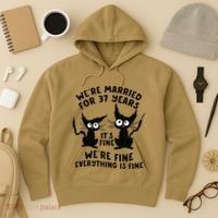37th Wedding Anniversary 37 Years Married Its Fine Cat Funny Hoodie thumb 3