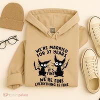 37th Wedding Anniversary 37 Years Married Its Fine Cat Funny Hoodie thumb 4