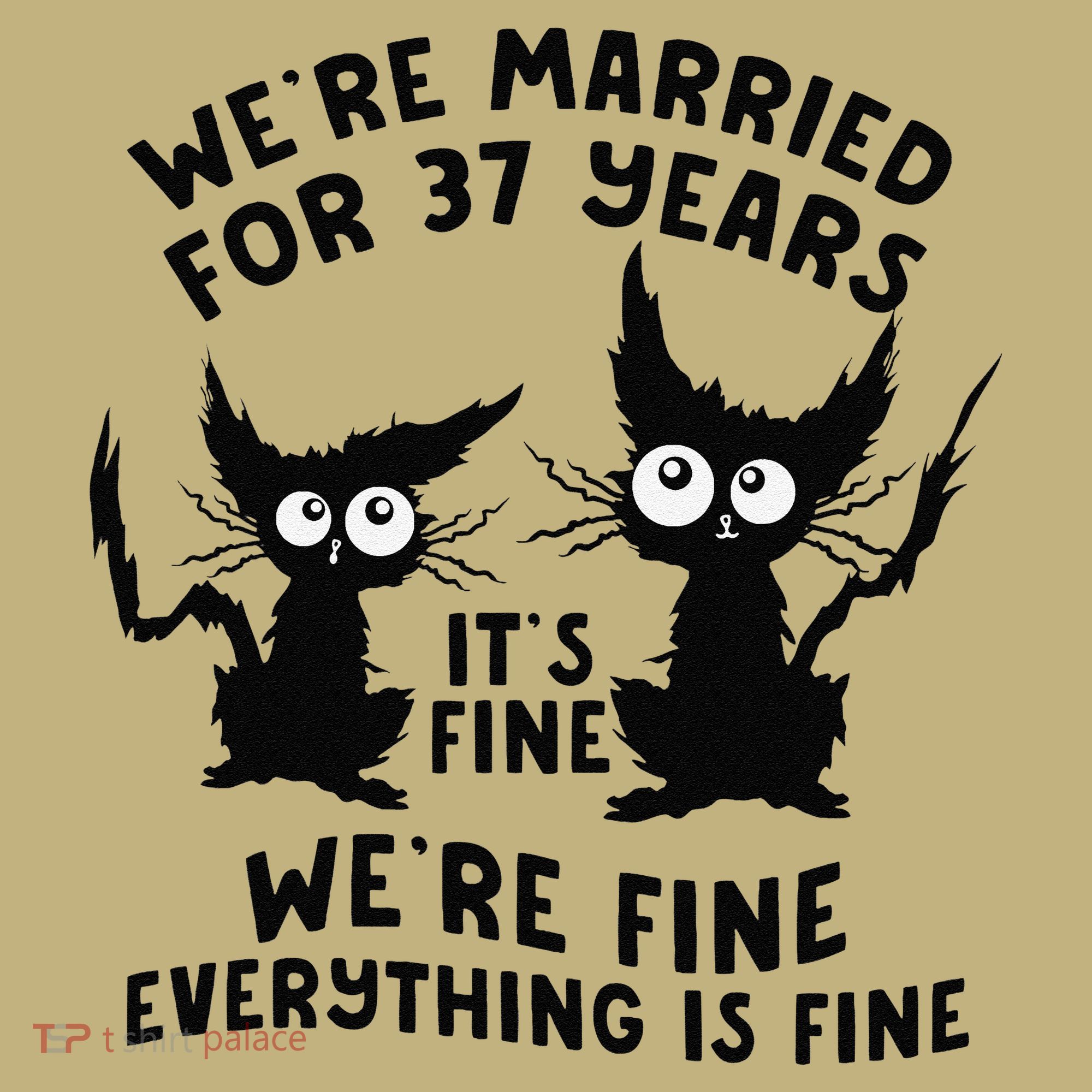 37th Wedding Anniversary 37 Years Married Its Fine Cat Funny Long Sleeve Shirt