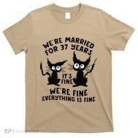 37th Wedding Anniversary 37 Years Married Its Fine Cat Funny T-Shirt thumb 0