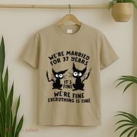 37th Wedding Anniversary 37 Years Married Its Fine Cat Funny T-Shirt thumb 2
