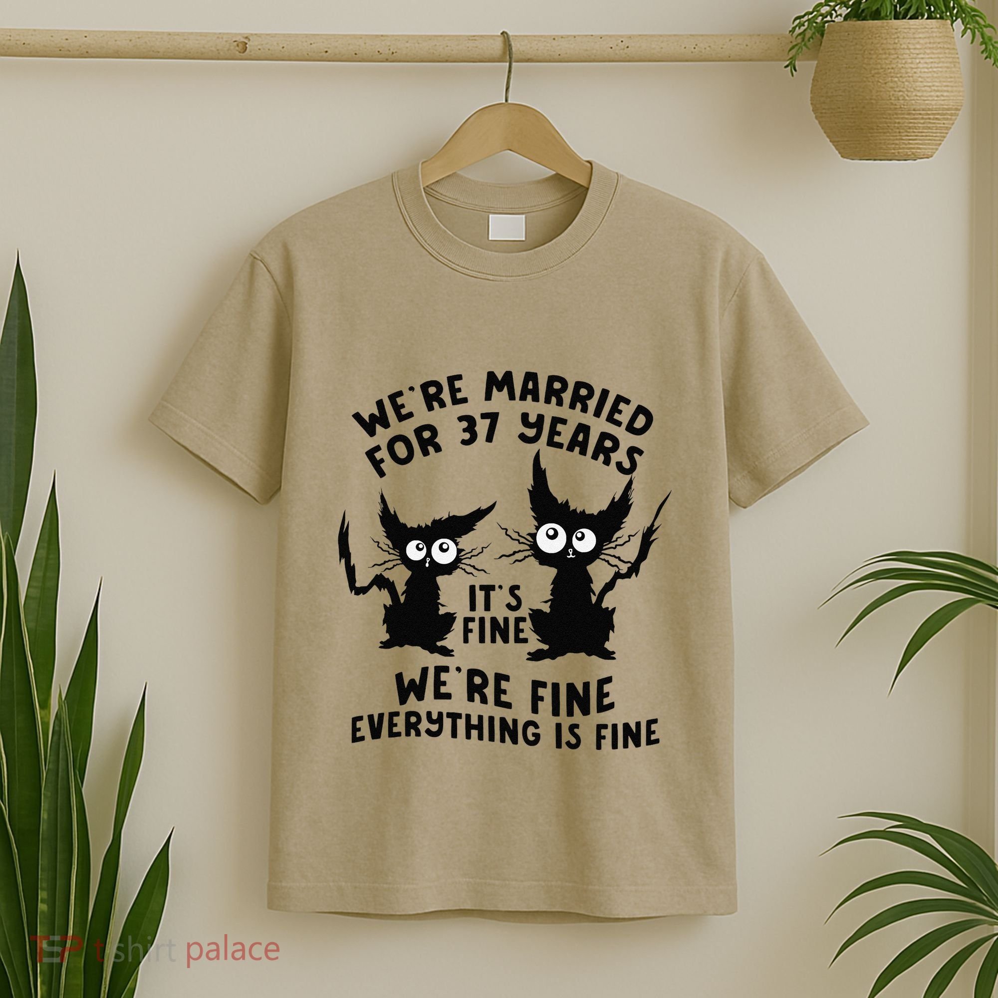 37th Wedding Anniversary 37 Years Married Its Fine Cat Funny T-Shirt