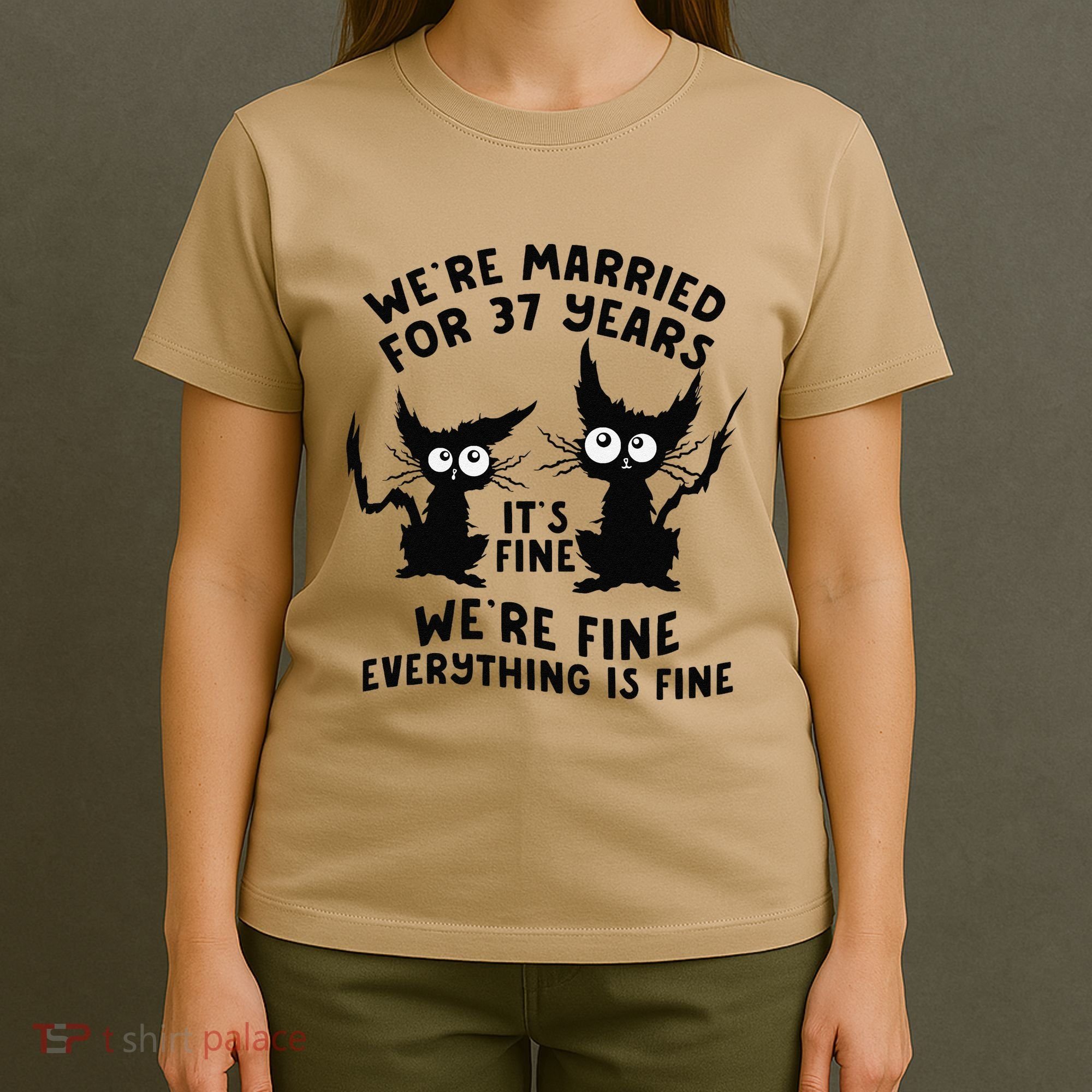 37th Wedding Anniversary 37 Years Married Its Fine Cat Funny T-Shirt