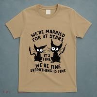 37th Wedding Anniversary 37 Years Married Its Fine Cat Funny T-Shirt thumb 5