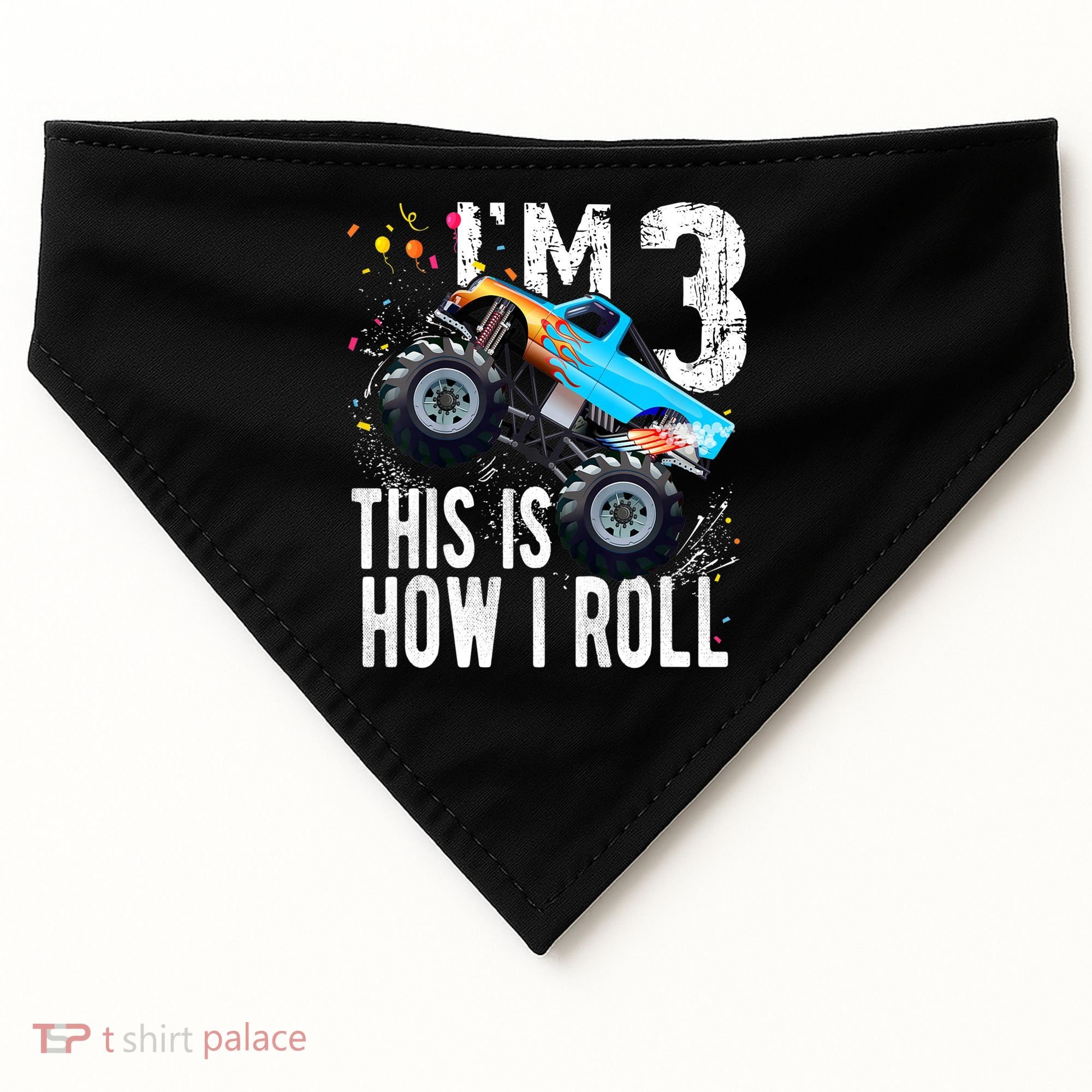 3 Year Old Gift Cool 3th Birthday Boy Gift For Monster Truck Car Lovers USA-Made Doggie Bandana