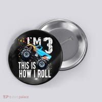 3 Year Old Gift Cool 3th Birthday Boy Gift For Monster Truck Car Lovers Button thumb 0