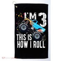 3 Year Old Gift Cool 3th Birthday Boy Gift For Monster Truck Car Lovers Golf Towel thumb 0