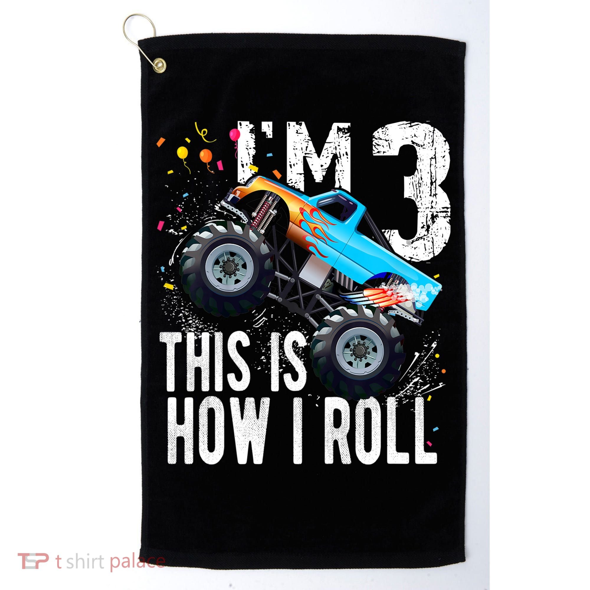 3 Year Old Gift Cool 3th Birthday Boy Gift For Monster Truck Car Lovers Golf Towel