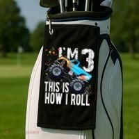 3 Year Old Gift Cool 3th Birthday Boy Gift For Monster Truck Car Lovers Golf Towel thumb 2
