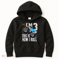 3 Year Old Gift Cool 3th Birthday Boy Gift For Monster Truck Car Lovers Kids Hoodie thumb 0