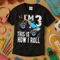 3 Year Old Gift Cool 3th Birthday Boy Gift For Monster Truck Car Lovers Kids T-Shirt thumb 3