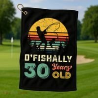 30 Years Old Fishing Gift 30th Birthday Cool Thirty Year Old Golf Towel thumb 1