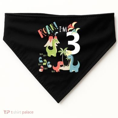 3 Year Old Roar Im 3 3rd Birthday Boy T Rex Dinosaur USA-Made Doggie Bandana