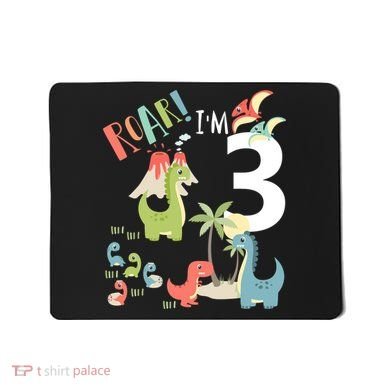 3 Year Old Roar Im 3 3rd Birthday Boy T Rex Dinosaur Mousepad