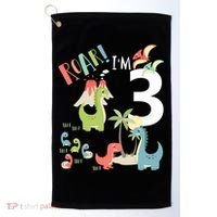 3 Year Old Roar Im 3 3rd Birthday Boy T Rex Dinosaur Golf Towel thumb 0