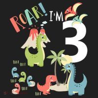 3 Year Old Roar Im 3 3rd Birthday Boy T Rex Dinosaur Golf Towel thumb 3
