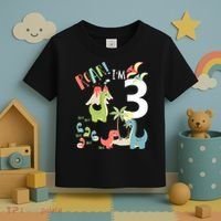 3 Year Old Roar Im 3 3rd Birthday Boy T Rex Dinosaur Toddler T-Shirt thumb 3