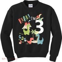 3 Year Old Roar Im 3 3rd Birthday Boy T Rex Dinosaur Kids Sweatshirt thumb 0