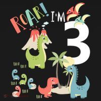 3 Year Old Roar Im 3 3rd Birthday Boy T Rex Dinosaur Kids Hoodie thumb 5