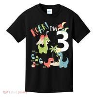 3 Year Old Roar Im 3 3rd Birthday Boy T Rex Dinosaur Kids T-Shirt thumb 0