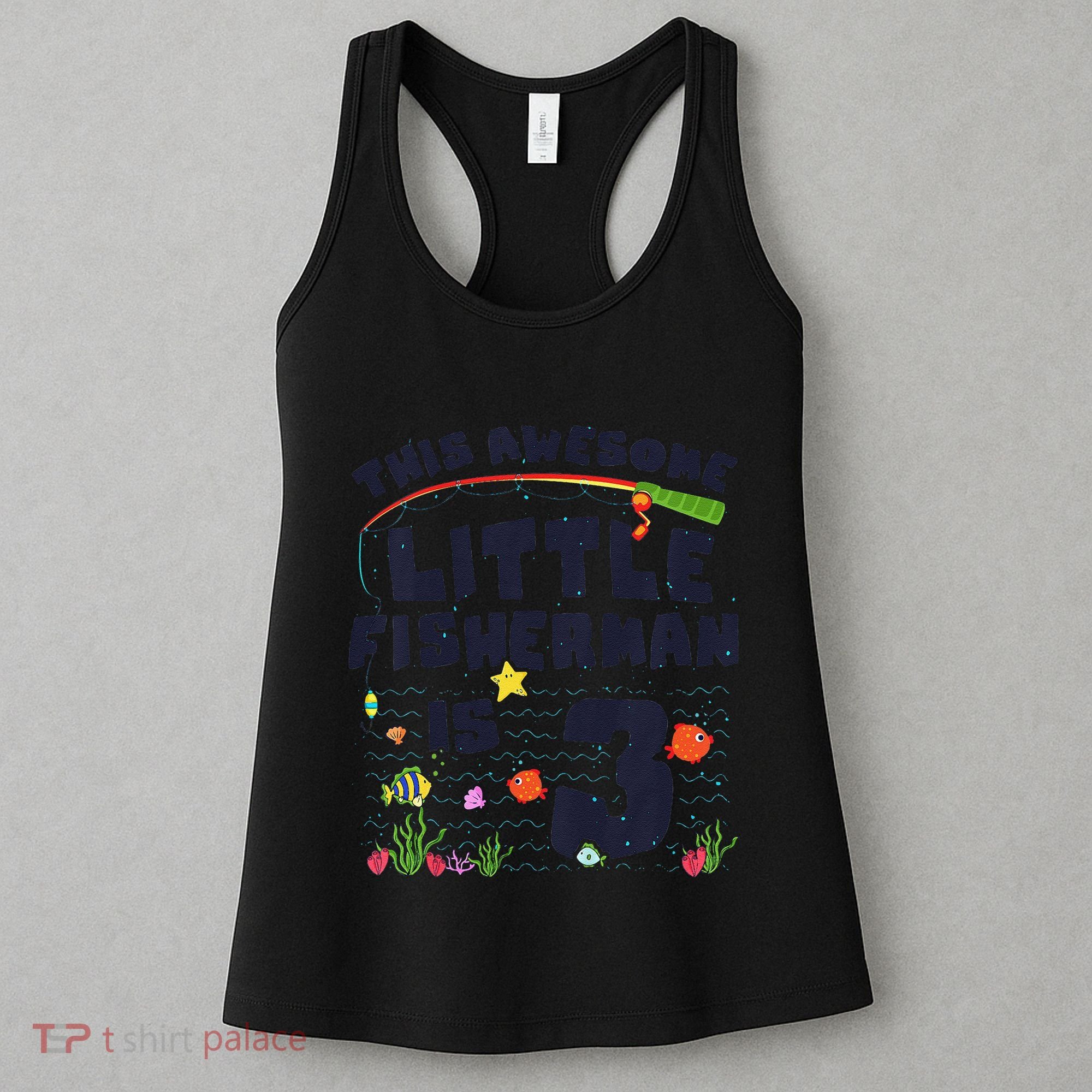 3 Year Old Little Fisherman Fishing Children 3rd Birthday Women's Tank Top