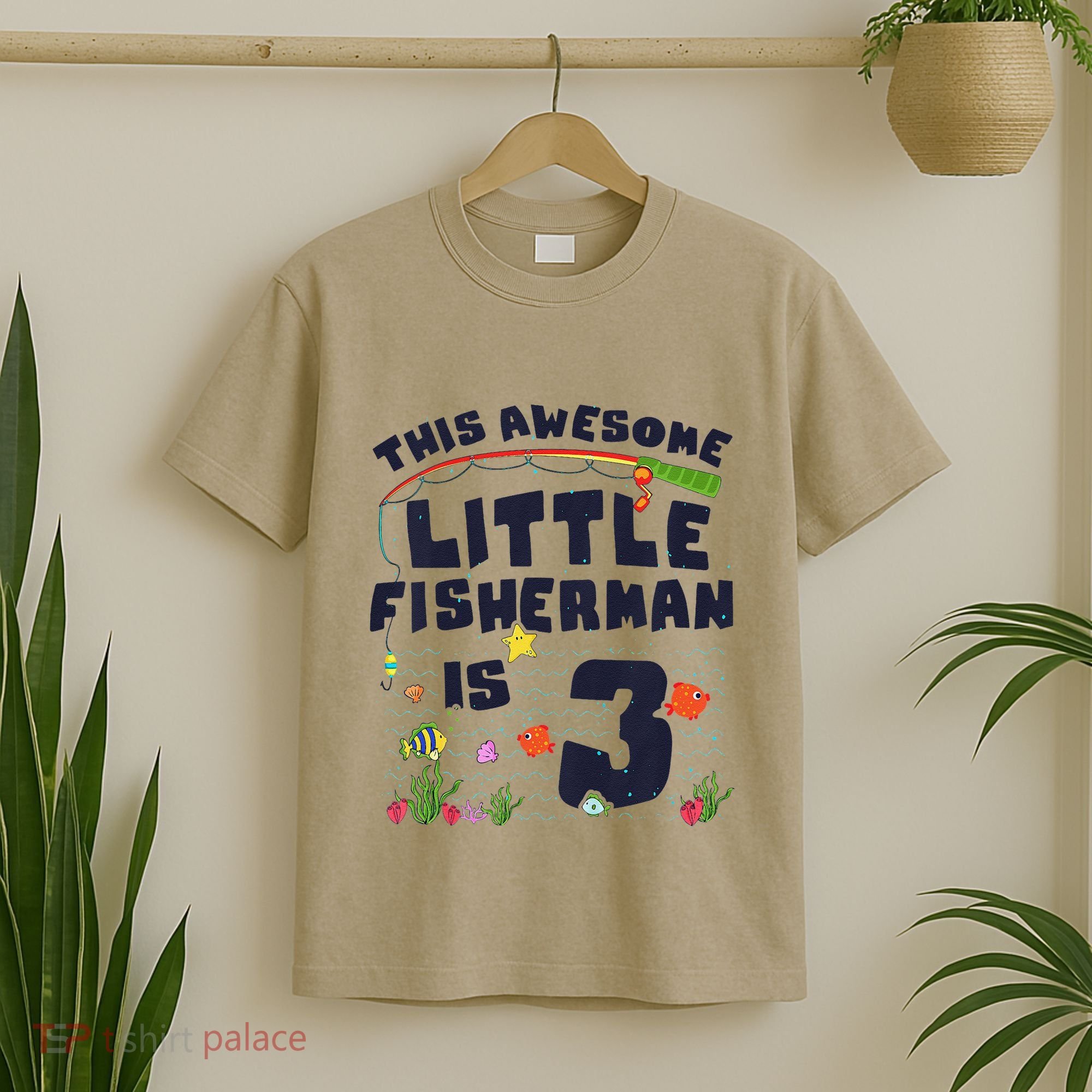 3 Year Old Little Fisherman Fishing Children 3rd Birthday T-Shirt