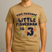 3 Year Old Little Fisherman Fishing Children 3rd Birthday T-Shirt thumb 3