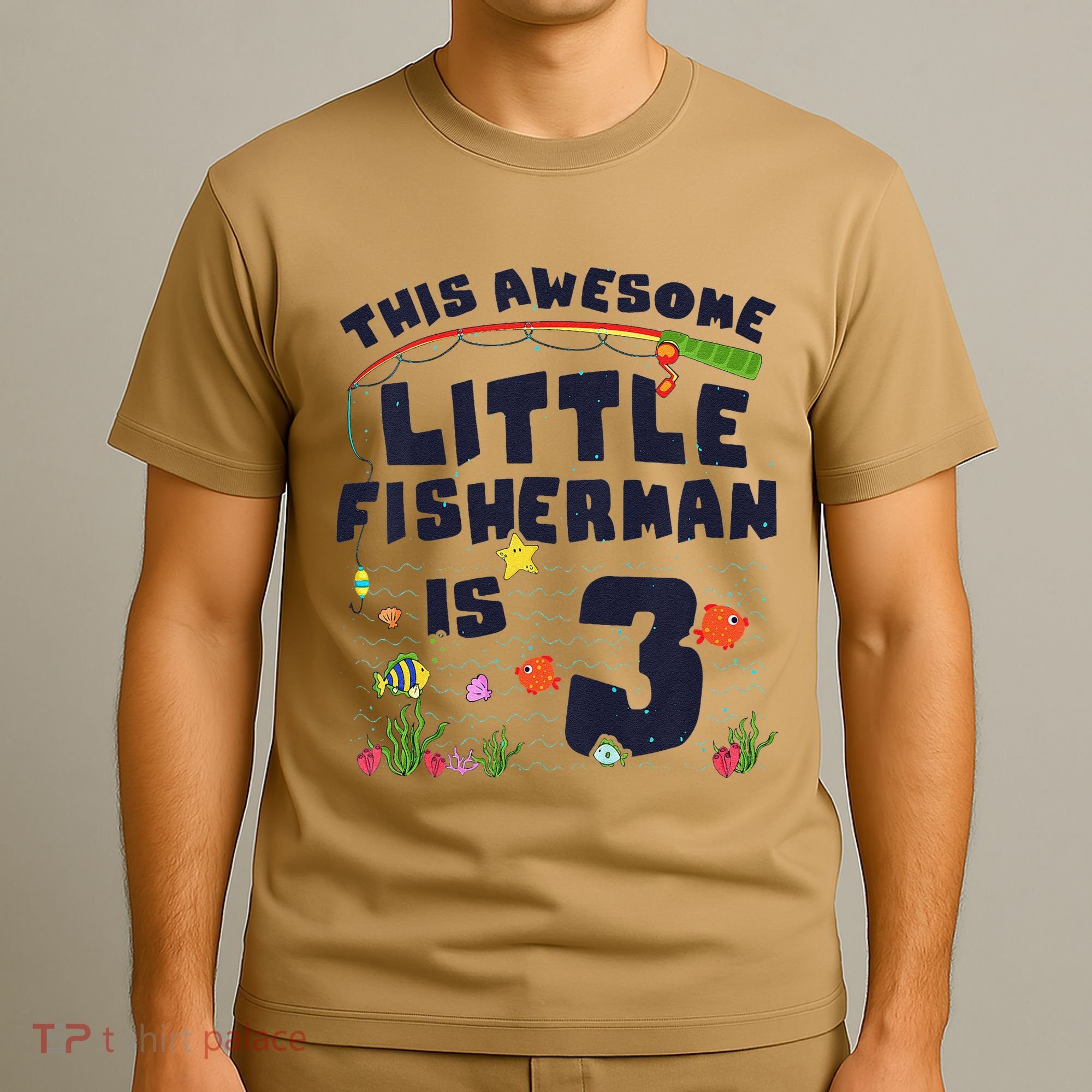 3 Year Old Little Fisherman Fishing Children 3rd Birthday T-Shirt